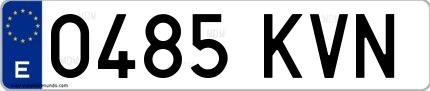 Ejemplo de matrícula española 0485 KVN