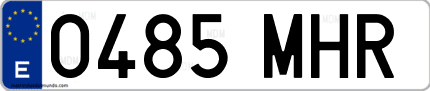 Ejemplo de matrícula de coche ordinaria 0485 MHR