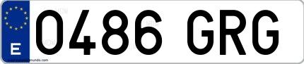 Ejemplo de matrícula española 0486 GRG