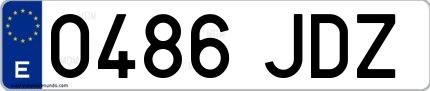 Ejemplo de matrícula española 0486 JDZ