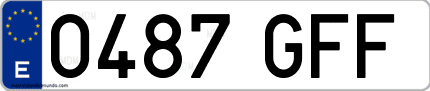Ejemplo de matrícula de coche ordinaria 0487 GFF