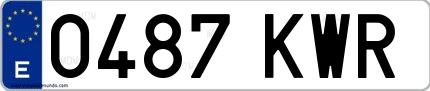 Ejemplo de matrícula española 0487 KWR