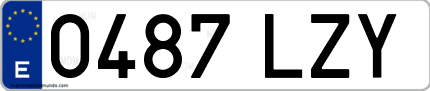Ejemplo de matrícula de coche ordinaria 0487 LZY