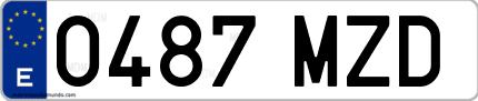 Ejemplo de matrícula de coche ordinaria 0487 MZD