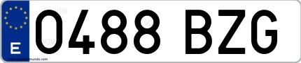 Ejemplo de matrícula española 0488 BZG