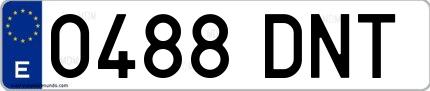 Ejemplo de matrícula española 0488 DNT
