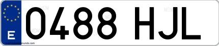 Ejemplo de matrícula española 0488 HJL