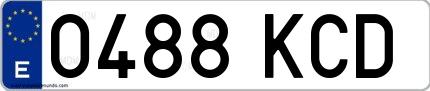 Ejemplo de matrícula española 0488 KCD
