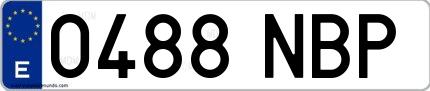 Ejemplo de matrícula española 0488 NBP