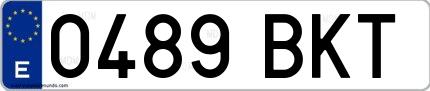 Ejemplo de matrícula española 0489 BKT