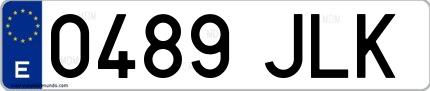 Ejemplo de matrícula española 0489 JLK