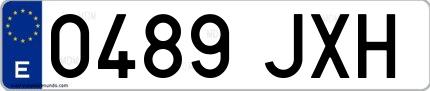 Ejemplo de matrícula española 0489 JXH