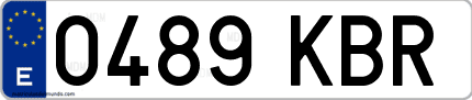 Ejemplo de matrícula de coche ordinaria 0489 KBR