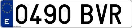 Ejemplo de matrícula española 0490 BVR