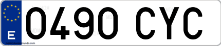 Ejemplo de matrícula de coche ordinaria 0490 CYC