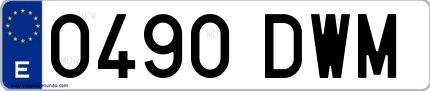 Ejemplo de matrícula española 0490 DWM