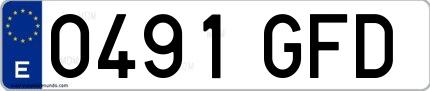 Ejemplo de matrícula española 0491 GFD