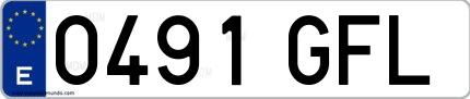 Ejemplo de matrícula española 0491 GFL
