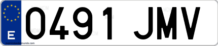Ejemplo de matrícula de coche ordinaria 0491 JMV