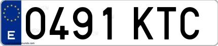 Ejemplo de matrícula española 0491 KTC
