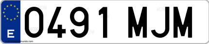Ejemplo de matrícula de coche ordinaria 0491 MJM