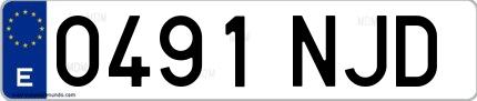 Ejemplo de matrícula española 0491 NJD