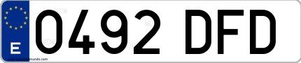 Ejemplo de matrícula española 0492 DFD