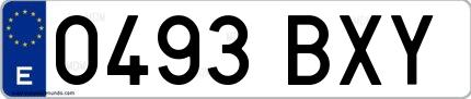 Ejemplo de matrícula española 0493 BXY