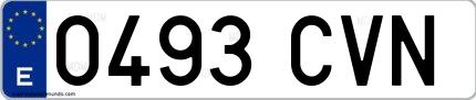 Ejemplo de matrícula española 0493 CVN