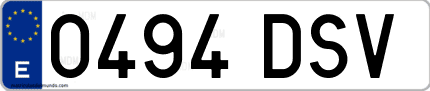 Ejemplo de matrícula de coche ordinaria 0494 DSV