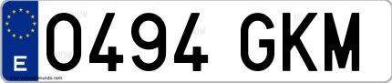 Ejemplo de matrícula española 0494 GKM