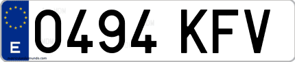 Ejemplo de matrícula de coche ordinaria 0494 KFV