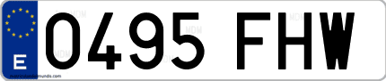 Ejemplo de matrícula de coche ordinaria 0495 FHW