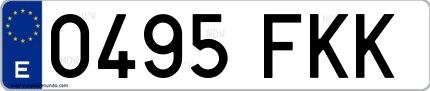 Ejemplo de matrícula española 0495 FKK