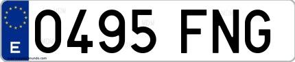 Ejemplo de matrícula española 0495 FNG