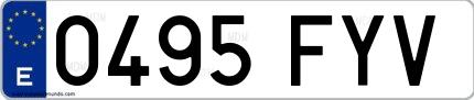 Ejemplo de matrícula española 0495 FYV