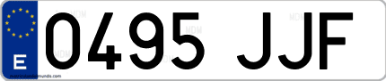 Ejemplo de matrícula de coche ordinaria 0495 JJF