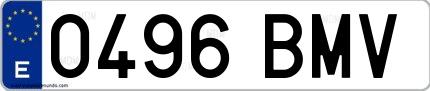 Ejemplo de matrícula española 0496 BMV