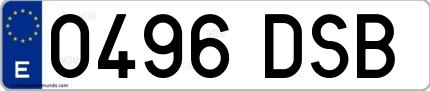 Ejemplo de matrícula española 0496 DSB