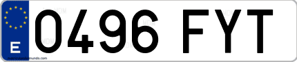 Ejemplo de matrícula de coche ordinaria 0496 FYT