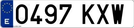 Ejemplo de matrícula española 0497 KXW