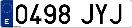 Ejemplo de matrícula de coche ordinaria 0498 JYJ