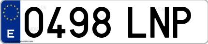 Ejemplo de matrícula española 0498 LNP