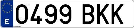 Ejemplo de matrícula española 0499 BKK