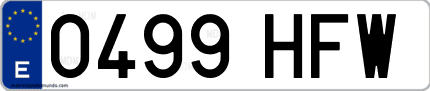 Ejemplo de matrícula de coche ordinaria 0499 HFW