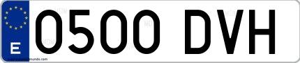 Ejemplo de matrícula española 0500 DVH
