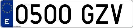Ejemplo de matrícula española 0500 GZV