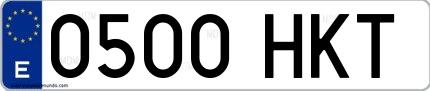 Ejemplo de matrícula española 0500 HKT