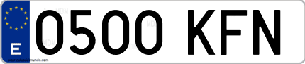 Ejemplo de matrícula de coche ordinaria 0500 KFN