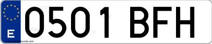 Ejemplo de matrícula española 0501 BFH